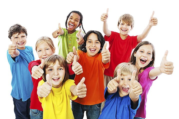 Group Of Kids With Thumbs Up.
